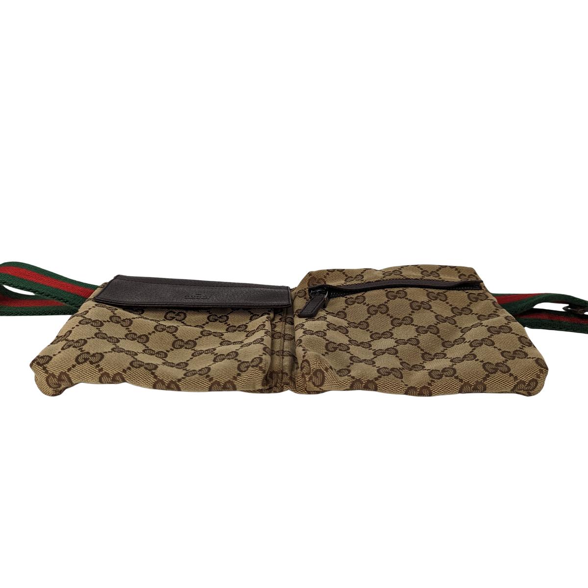 GUCCI Ophidia belt bag in canvas and leather Brown