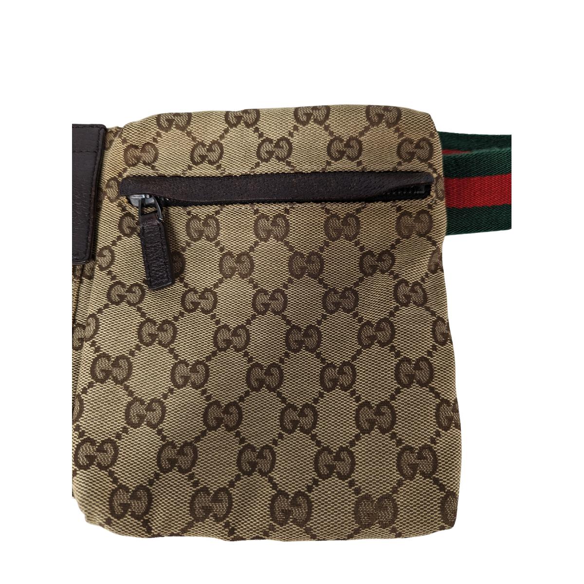 GUCCI Ophidia belt bag in canvas and leather Brown