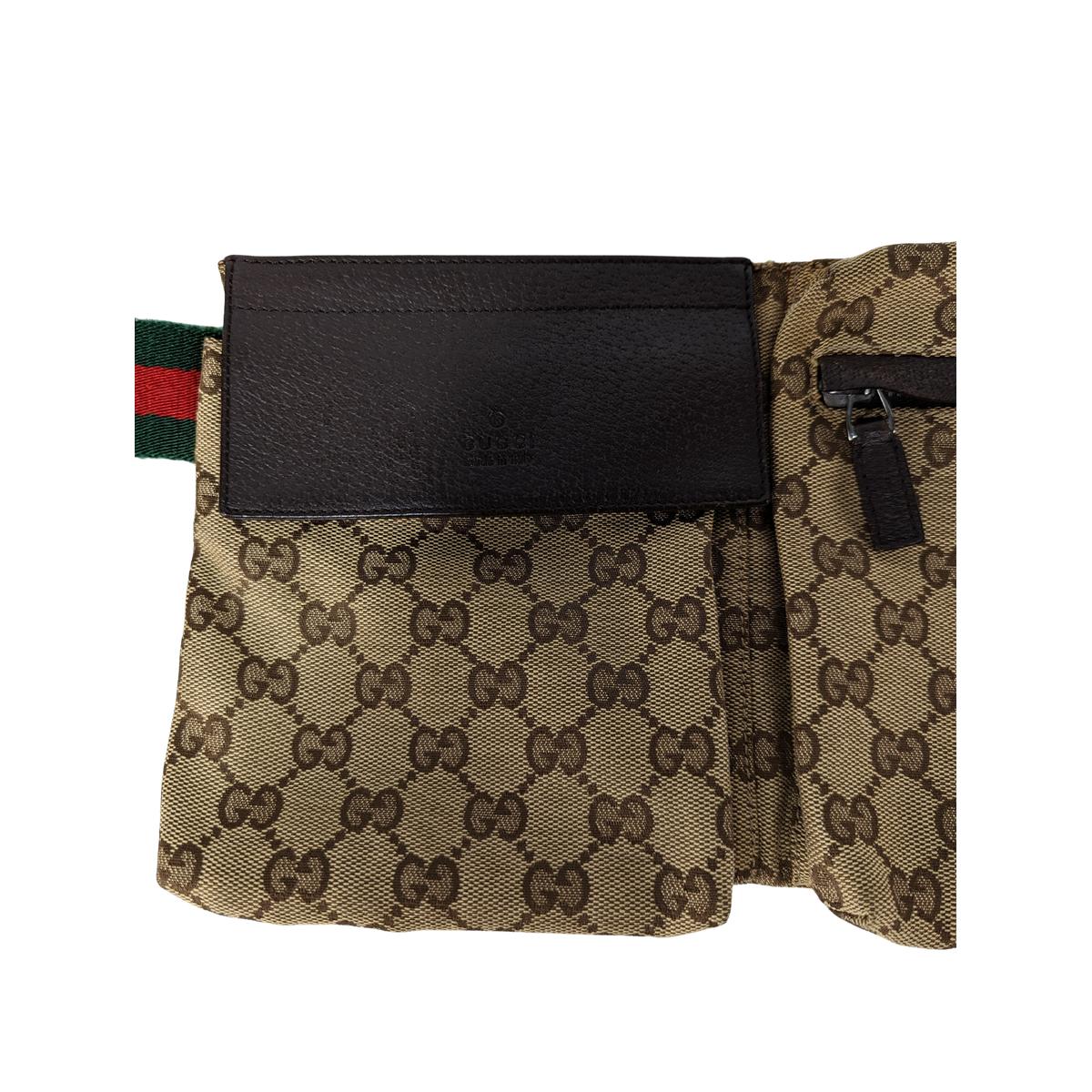 GUCCI Ophidia belt bag in canvas and leather Brown