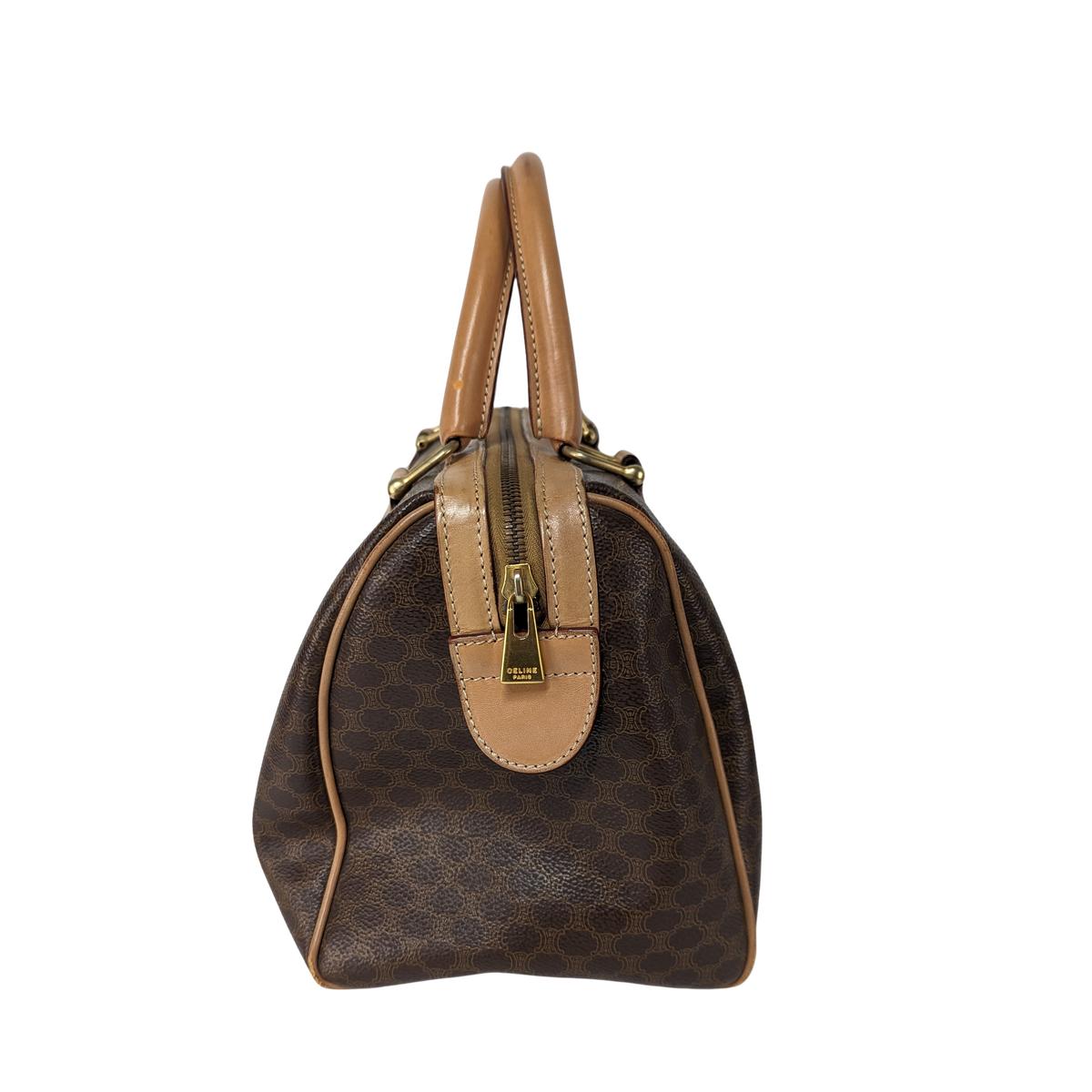 CELINE Boston Macadam canvas and leather travel bag Brown