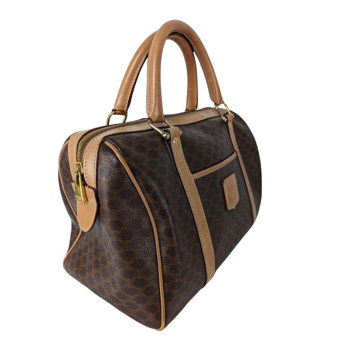 CELINE Boston Macadam canvas and leather travel bag Brown