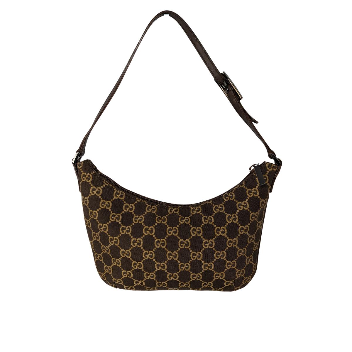 GUCCI Hobo accessory pouch canvas and leather Brown handbag