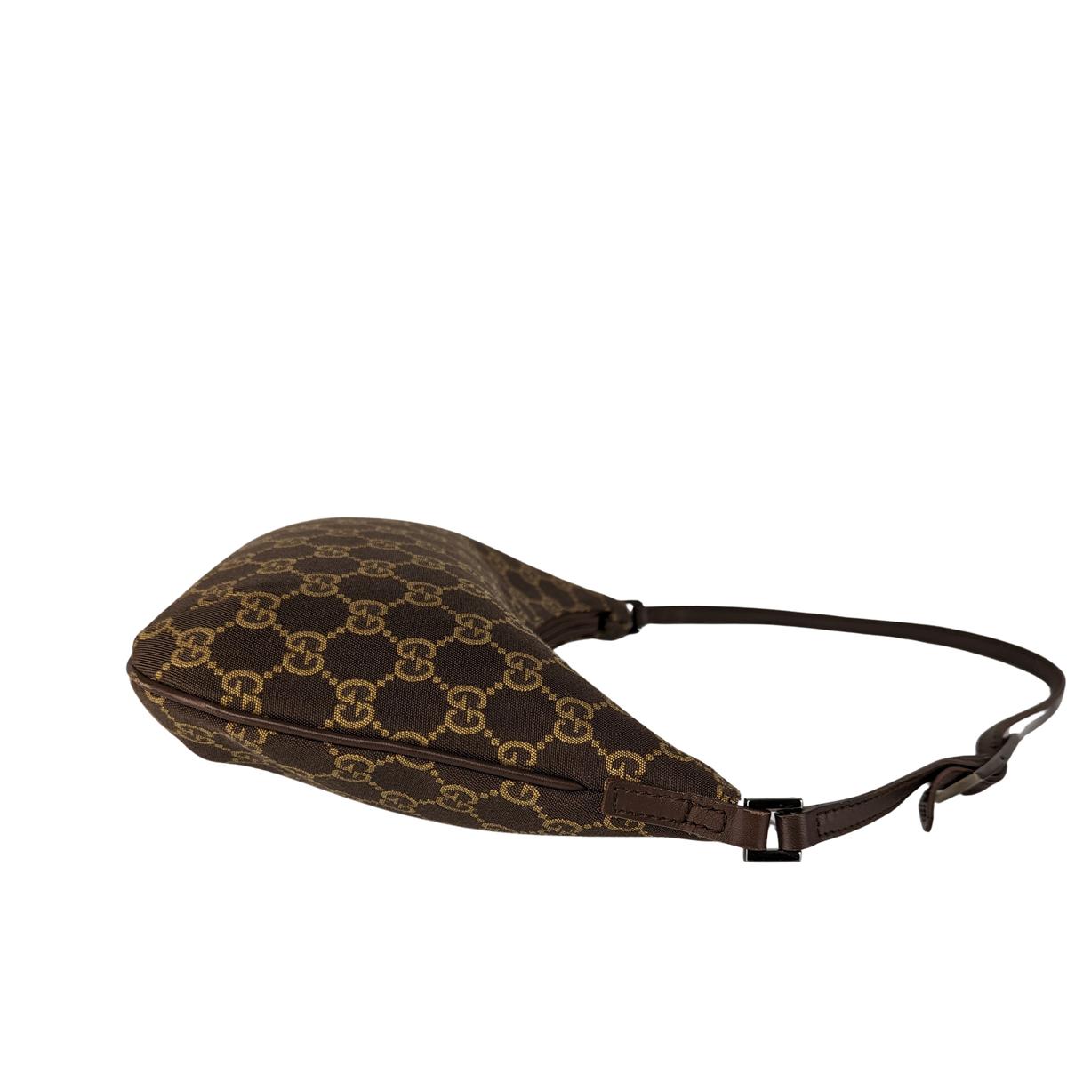 GUCCI Hobo accessory pouch canvas and leather Brown handbag