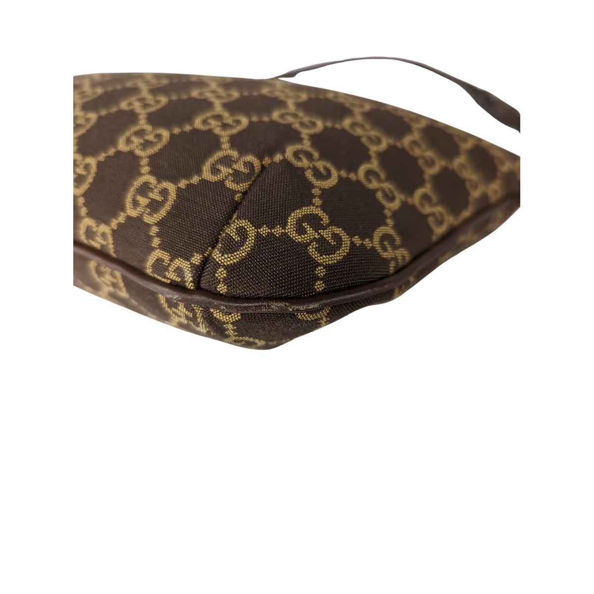 GUCCI Hobo accessory pouch canvas and leather Brown handbag