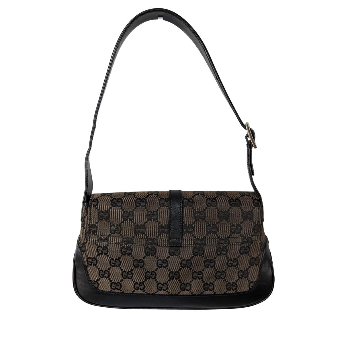 GUCCI Jackie pm canvas and leather handbag Black