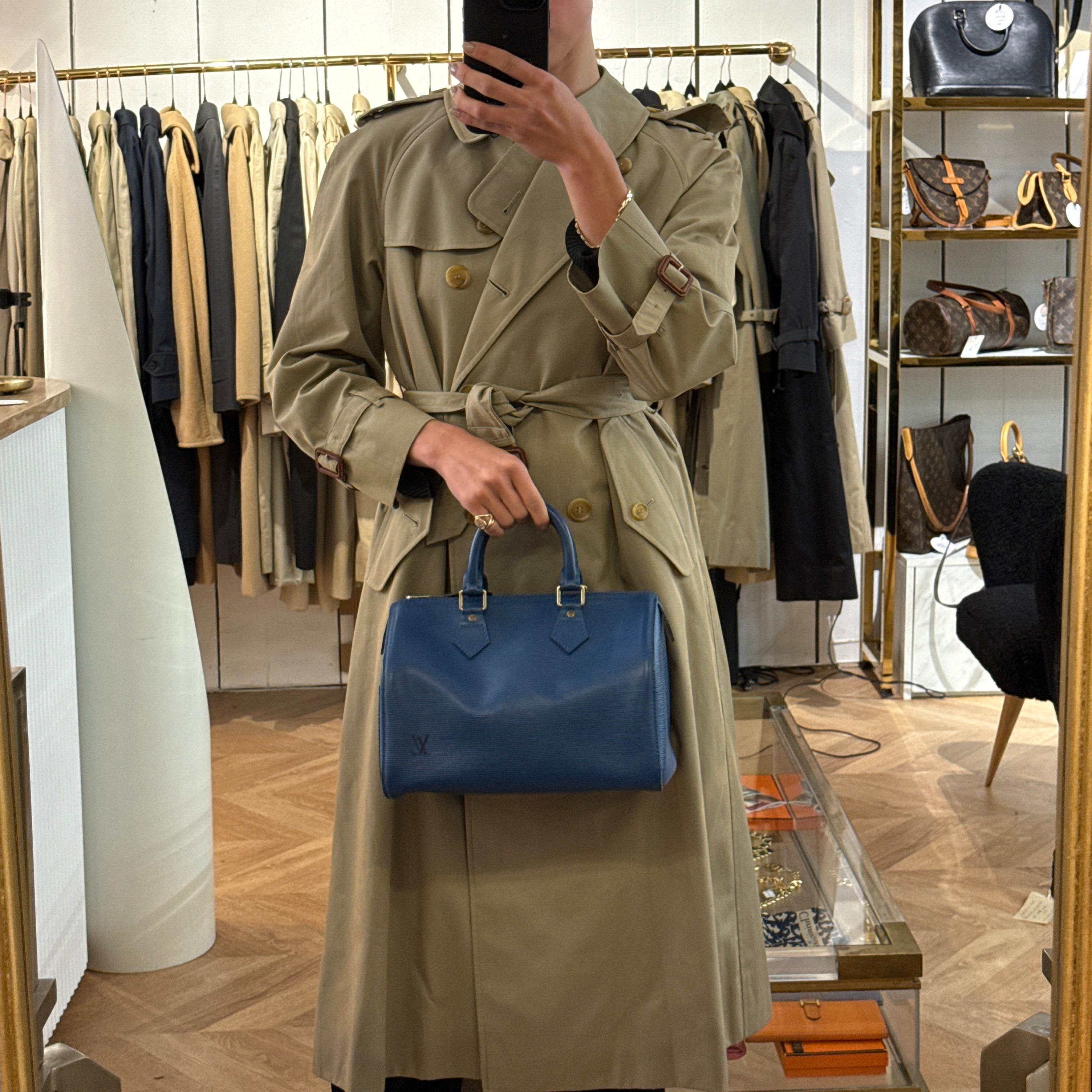 Sac LOUIS VUITTON Speedy 25 cuir épi bleu