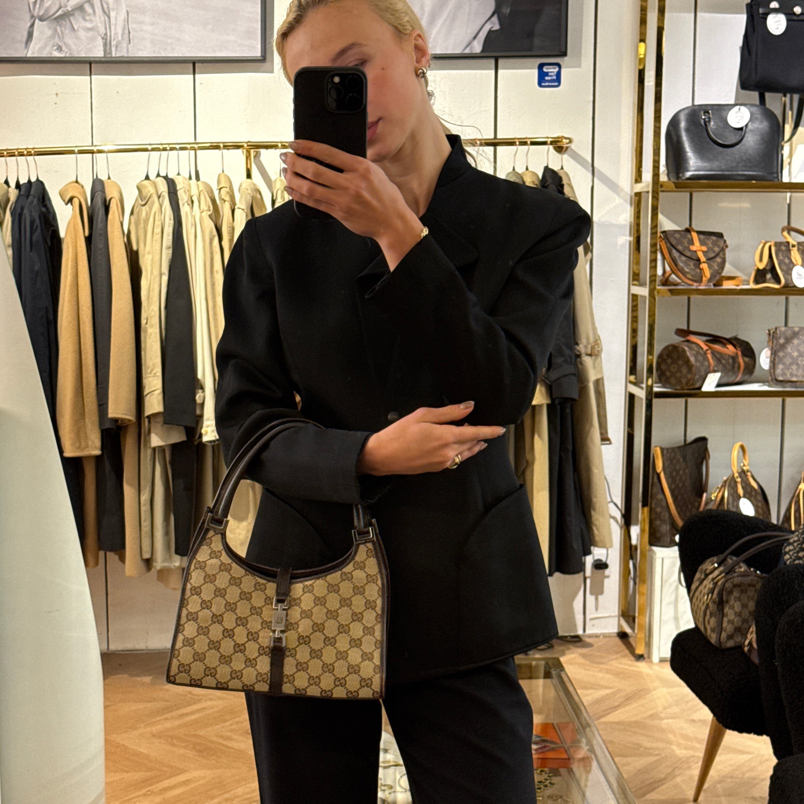 Sac GUCCI Jackie Small toile et cuir marron