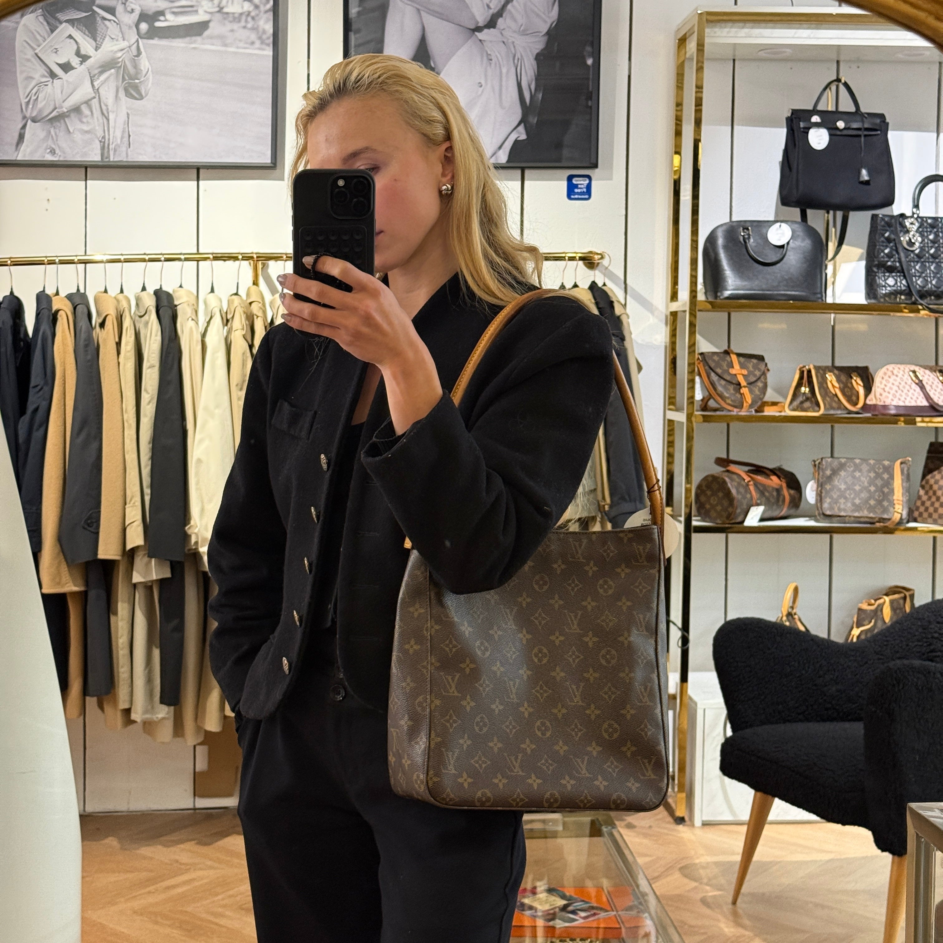 Sac LOUIS VUITTON Looping GM toile et cuir marron