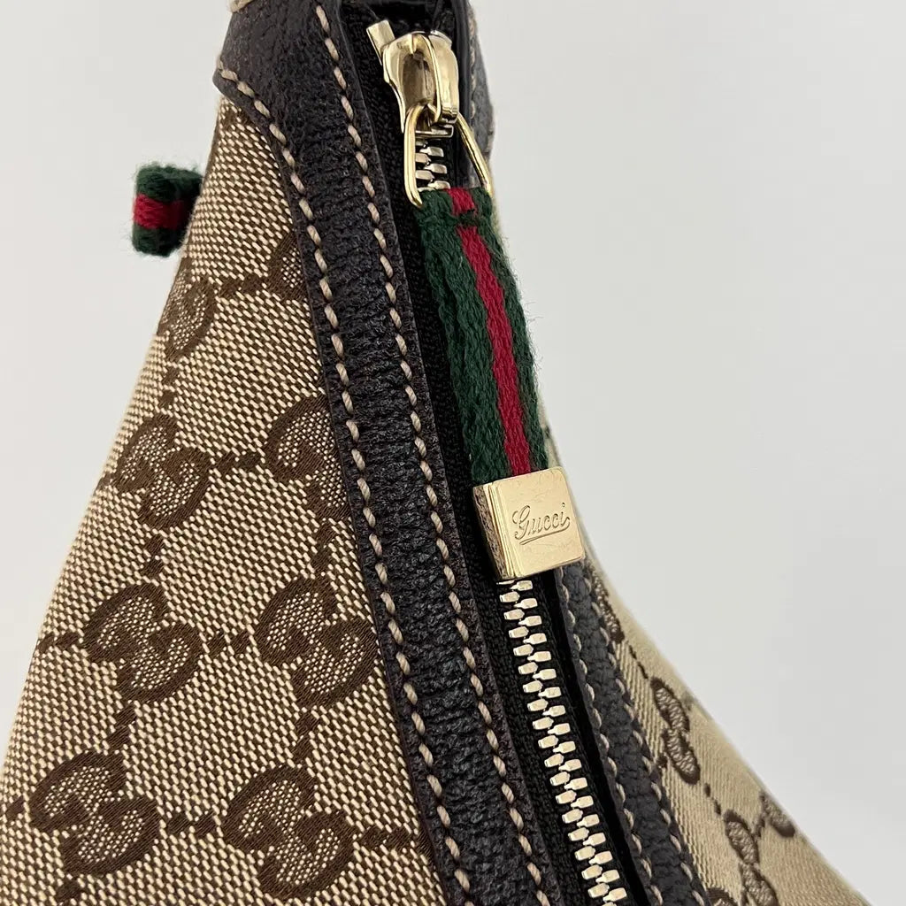 GUCCI Hobo GG Sherry Line brown canvas and leather bag