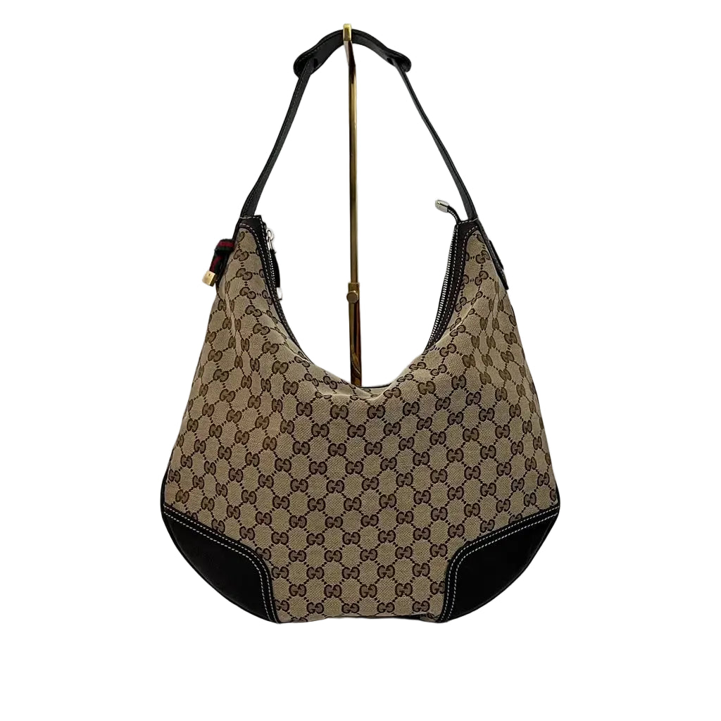 GUCCI Hobo GG Sherry Line brown canvas and leather bag