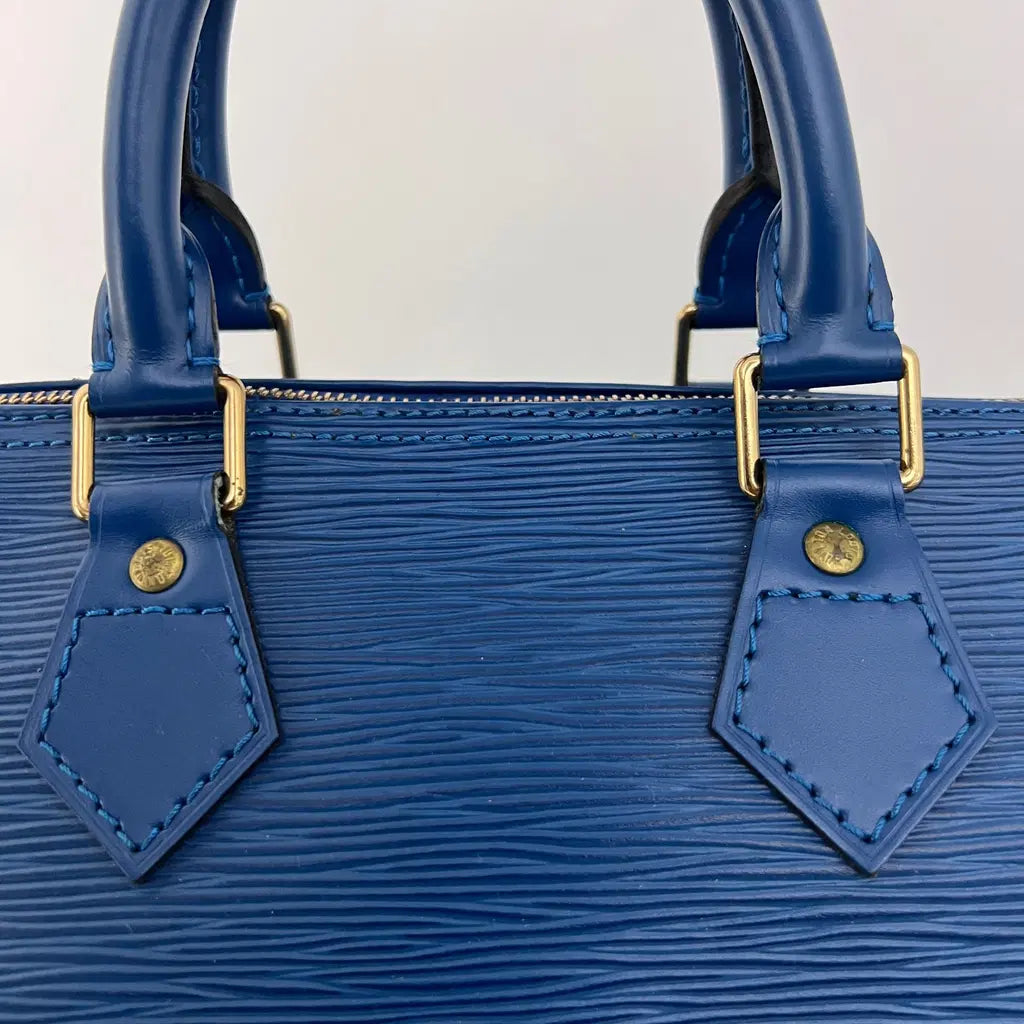 Sac LOUIS VUITTON Speedy 25 cuir épi bleu vintage 1997