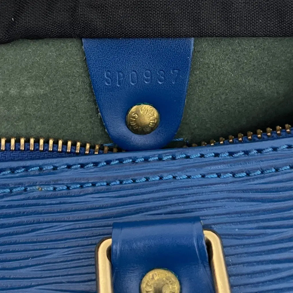 Sac LOUIS VUITTON Speedy 25 cuir épi bleu vintage 1997