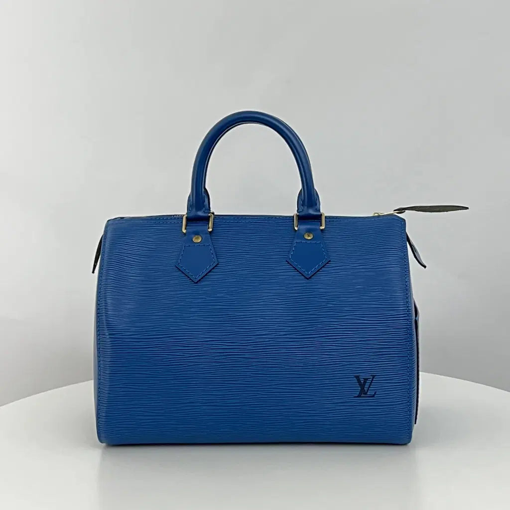 Sac LOUIS VUITTON Speedy 25 cuir épi bleu vintage 1997