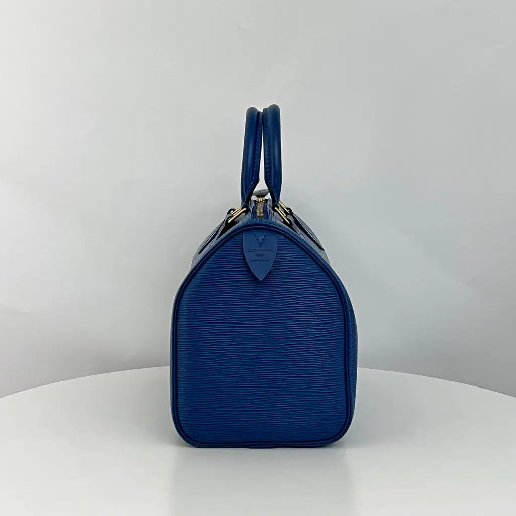 Sac LOUIS VUITTON Speedy 25 cuir épi bleu vintage 1997