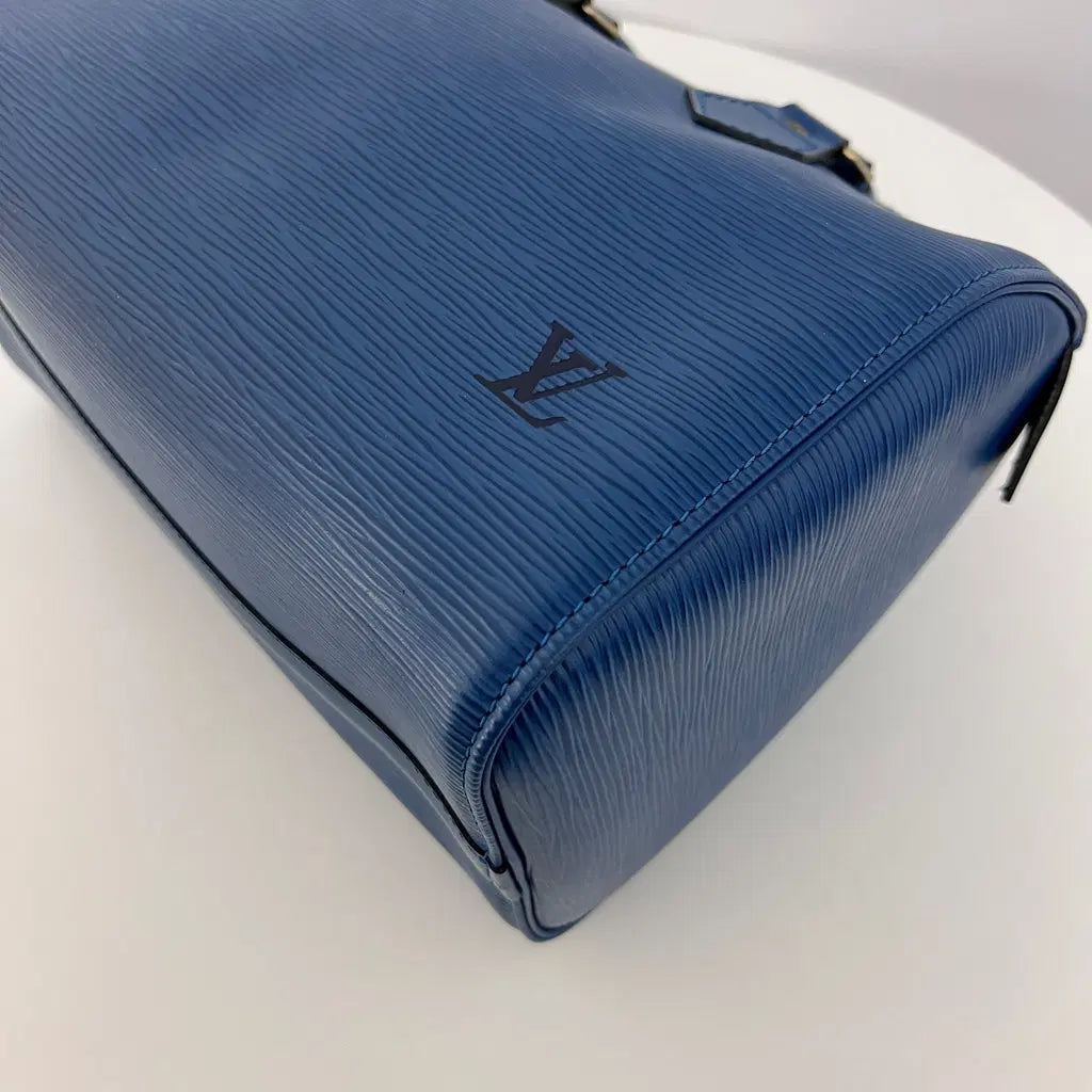 Sac LOUIS VUITTON Speedy 25 cuir épi bleu vintage 1997