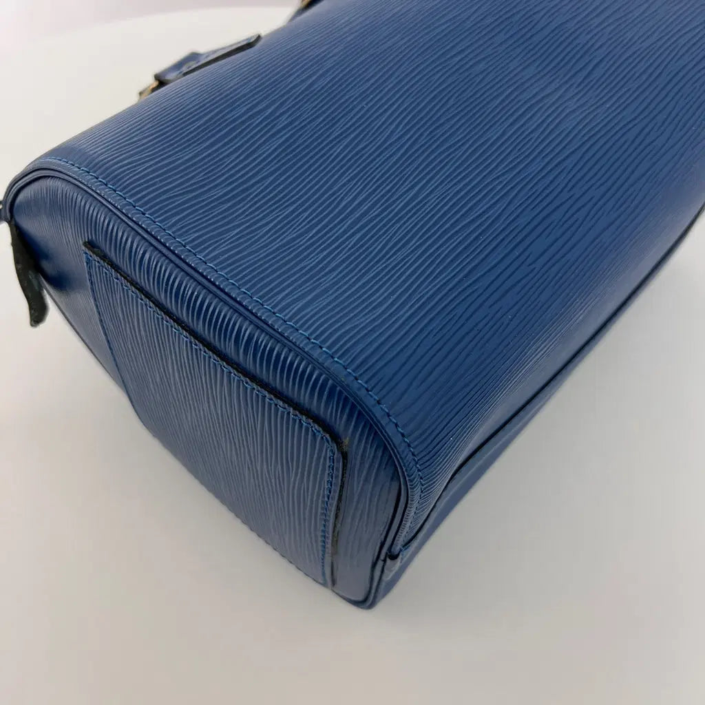 Sac LOUIS VUITTON Speedy 25 cuir épi bleu vintage 1997