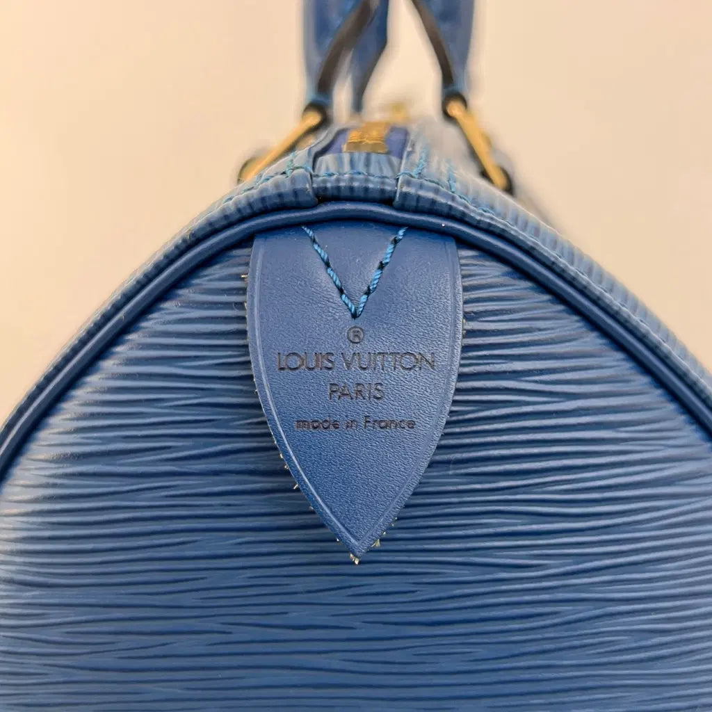 Sac LOUIS VUITTON Speedy 25 cuir épi bleu vintage 1997