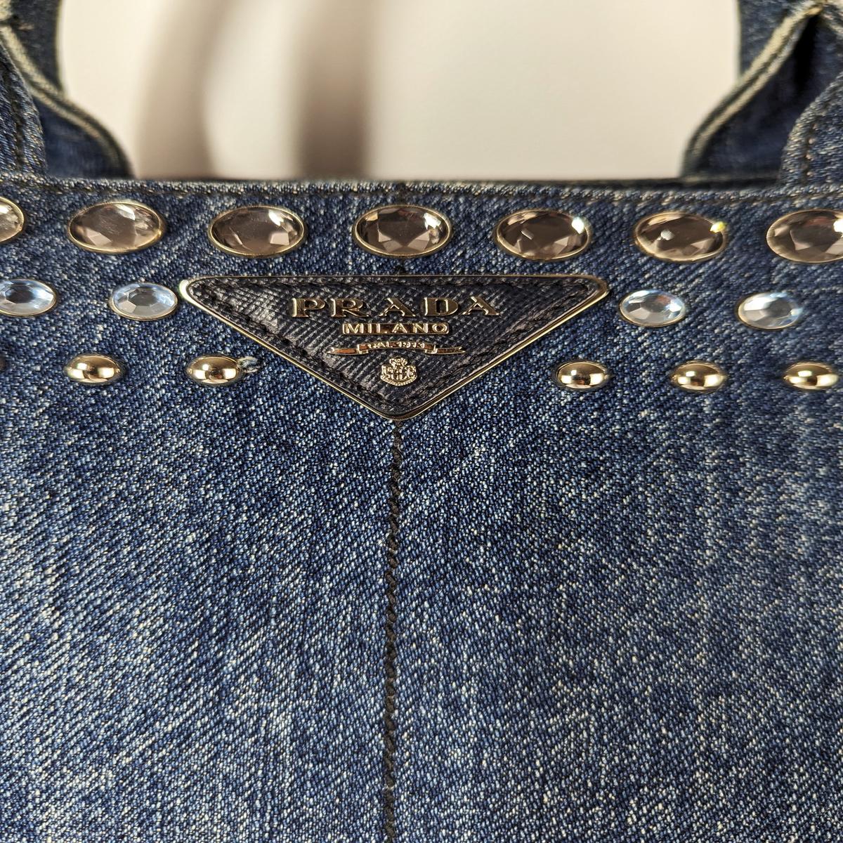 PRADA Canapa denim shoulder bag Blue