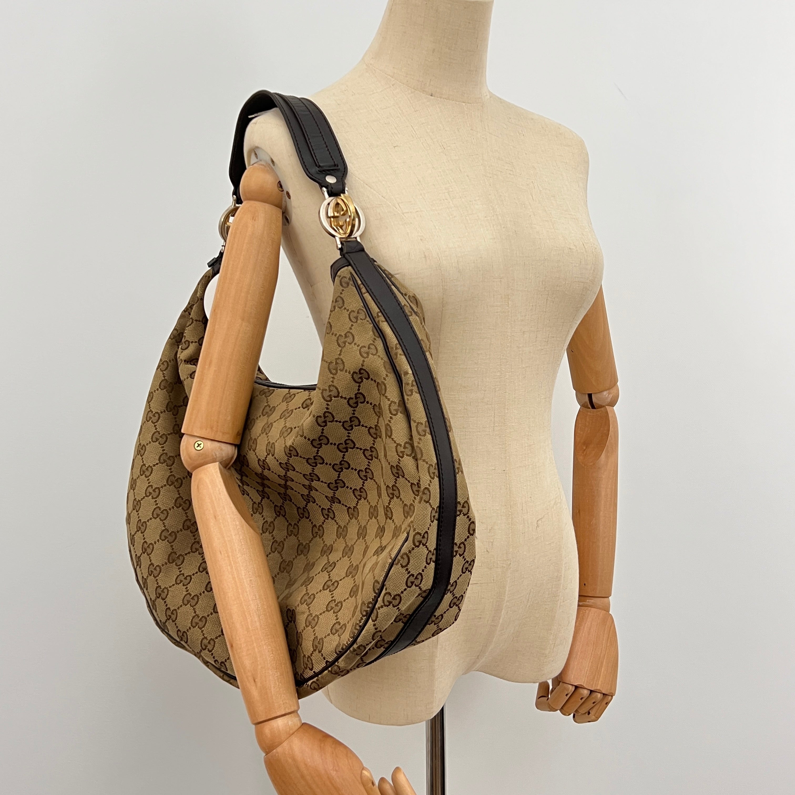 Sac GUCCI Twins GG toile et cuir marron